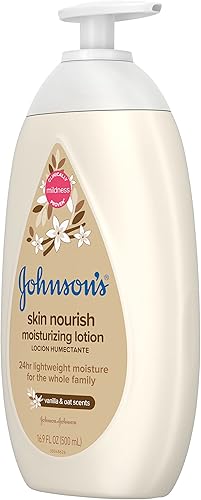 Miniatura 11 de Johnson's Baby Skin Nourish Loción hidratante para bebé para piel seca con aromas de vainilla y avena, loción corporal suave y ligera para toda la
