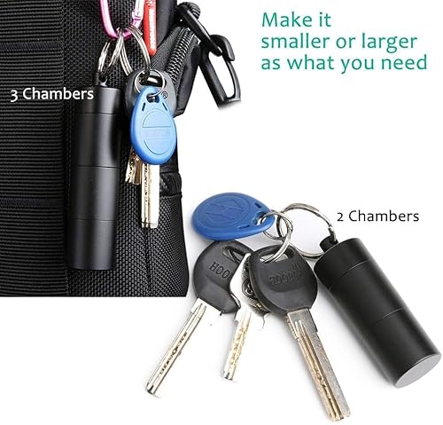 Miniatura 7 de Opret Pastillero para llavero, 3 compartimentos de metal pequeño, pastillero de viaje portátil impermeable, contenedor de píldoras para bolso (negro)