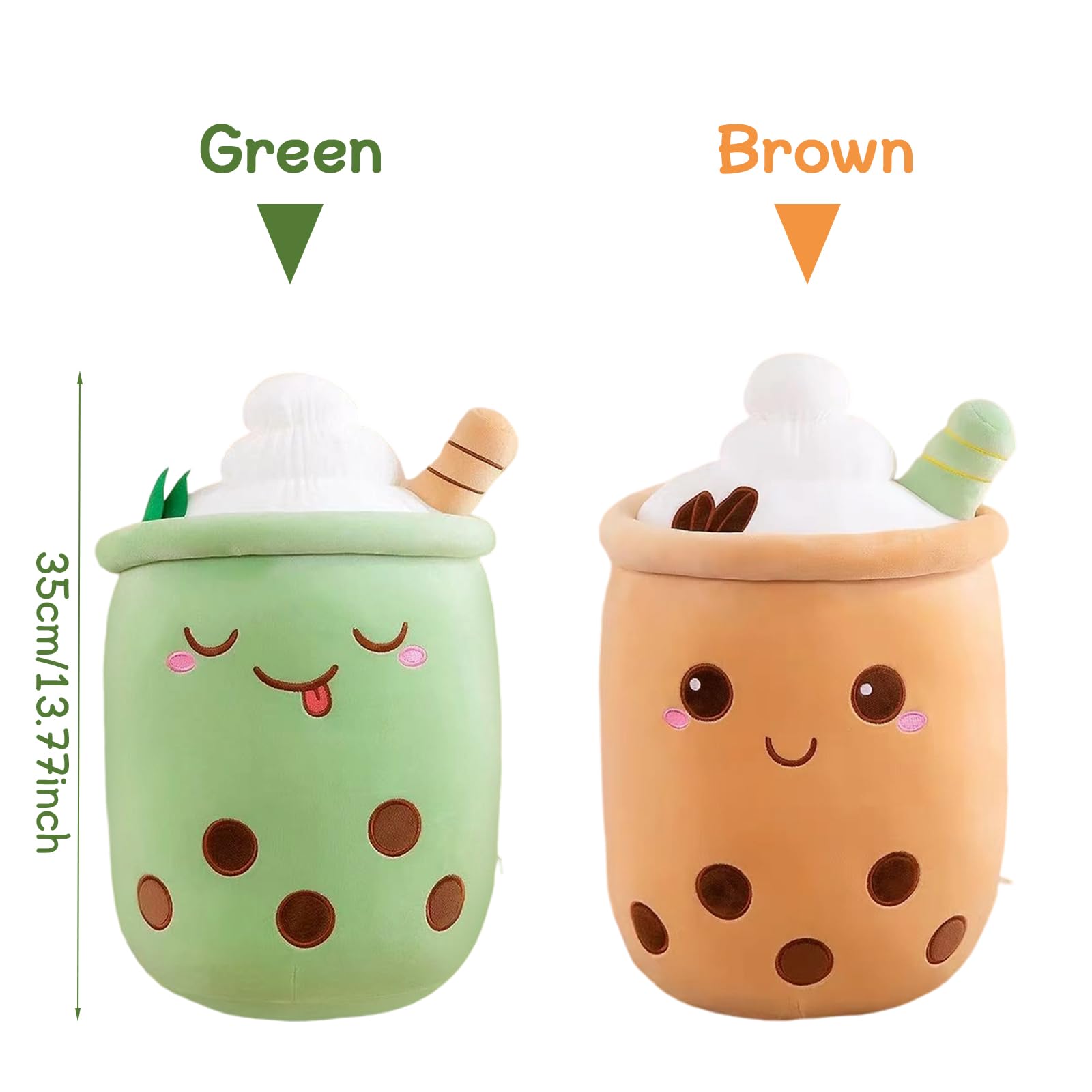 Bubble Tea Peluche, 35cm Cuscino Morbido a Forma di Tazza Boba, Peluche Kawaii per Decorazione Letto, Divano, Ufficio, Camera, Arredo Casa, Antistress per Adulti (Caffè)