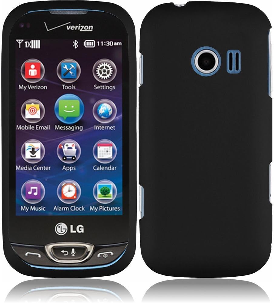HR Wireless Rubberized Cover Case for LG Extravert 2 VN280 - Retail Packaging - Black