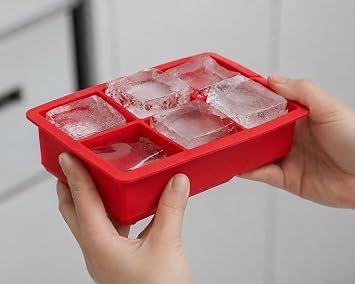Ice Mold Square Multi-Purpose Ice Cube Mold | | Square Ice Cube Bowl 6 Compartments | Easy Release Coffee Ice Molds XXL (1 Piece) for Homemade Freezer