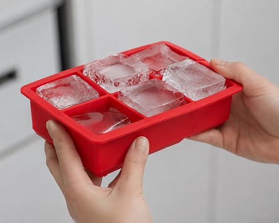 Ice Mold Square Multi-Purpose Ice Cube Mold | | Square Ice Cube Bowl 6 Compartments | Easy Release Coffee Ice Molds XXL (1 Piece) for Homemade Freezer