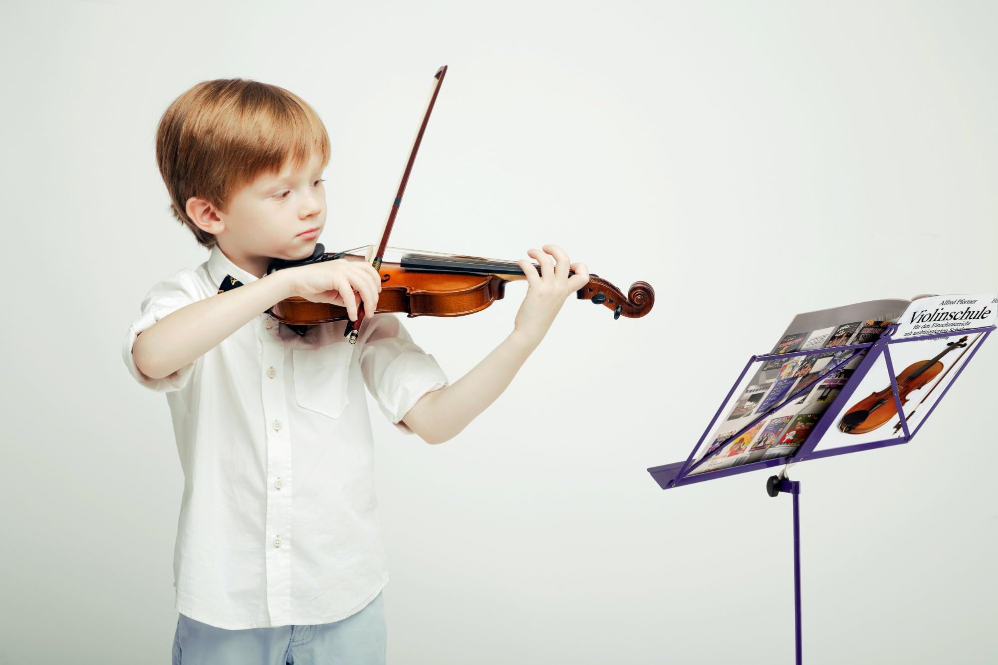 Classic Cantabile Notenständer Medium 10x Set - mittelschwere Ausführung - robuste Klemmschrauben - mit Haltebügel an der Auflageflächen - rutschfeste Gummifüße - Aufstellhöhe: 65-130 cm - Flieder