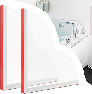 NINEFOX Shower Splash Guard, Large Splash Guards for Bathtub, Self-Adhesive Shower Corner Splash Guard, to Keep Water in Shower or Bath, Pack of 2 (9.45 X 9.45 Inches)