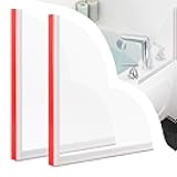 NINEFOX Shower Splash Guard, Large Splash Guards for Bathtub, Self-Adhesive Shower Corner Splash Guard, to Keep Water in Shower or Bath, Pack of 2 (9.45 X 9.45 Inches)