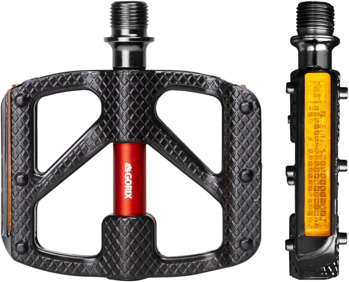 GORIX Bike Flat Pedals Wide Lightweight with Reflector Road Mountain MTB Bicycle(GX-FY610)