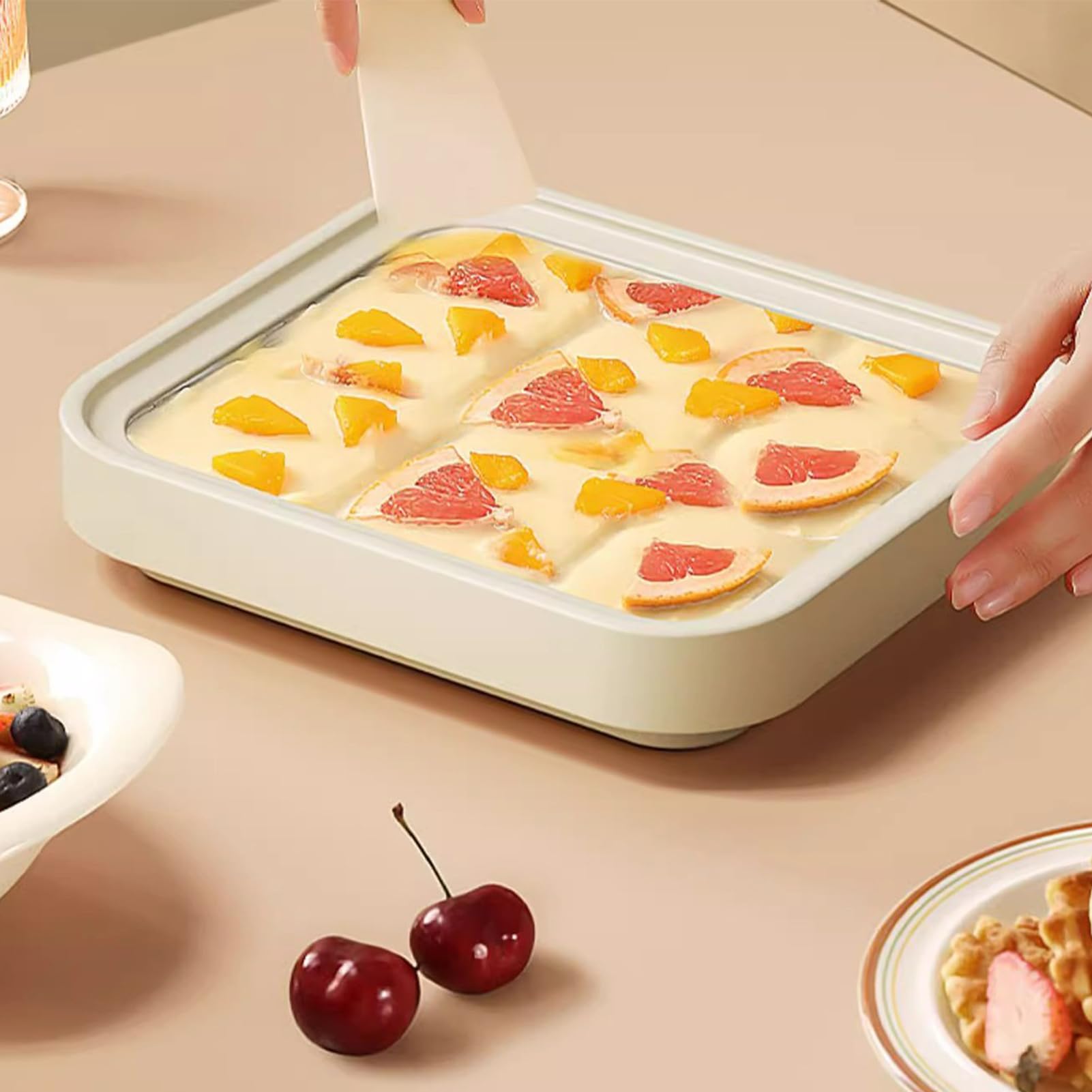 Máquina para hacer helados de acero inoxidable, máquina de para el hogar, sartén de postre para, aperitivos, sorbetes, gelatinas
