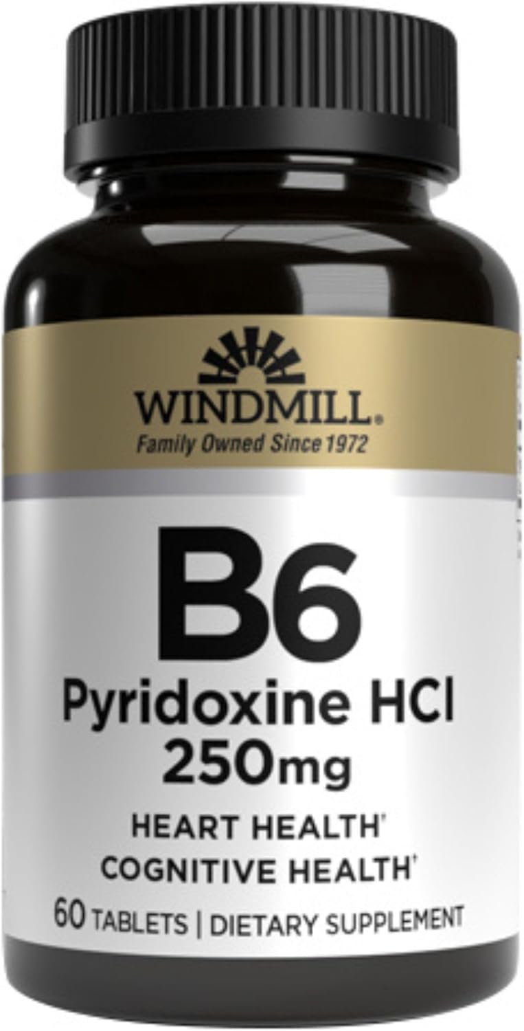Windmill Vitamin B-6 250 mg Tablets 60 Tablets (Pack of 2)