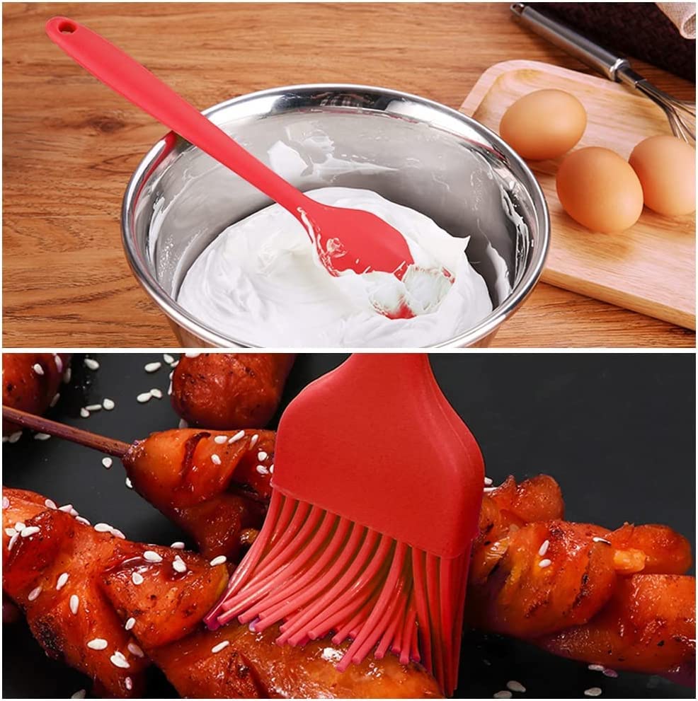Küchenutensilien Set, Küchenhelfer Set, Küchenset 37-teiliges Kochgeschirr Silikon und Edelstahl Antihaft-Spachtel-Set Backwerkzeug-Set Geschenk (Color : Red)