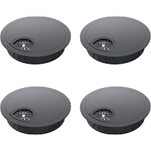 4 Pack Desk Grommet 2 Inch 50mm, Zinc Alloy Computer Desk Wire Hole Cover, Office Desktop Cord Cable Hole Metal Ring, Black