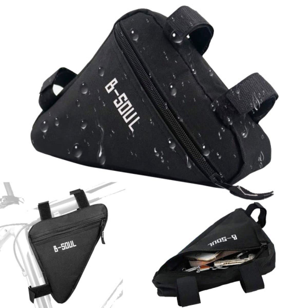 VGEBY1 Triangle Saddle Pouch, Safety Bike Saddle Front Frame Bag Top Tube Pouch for Outdoor Sports Activities Cycling(Black&Blue) - Image 3