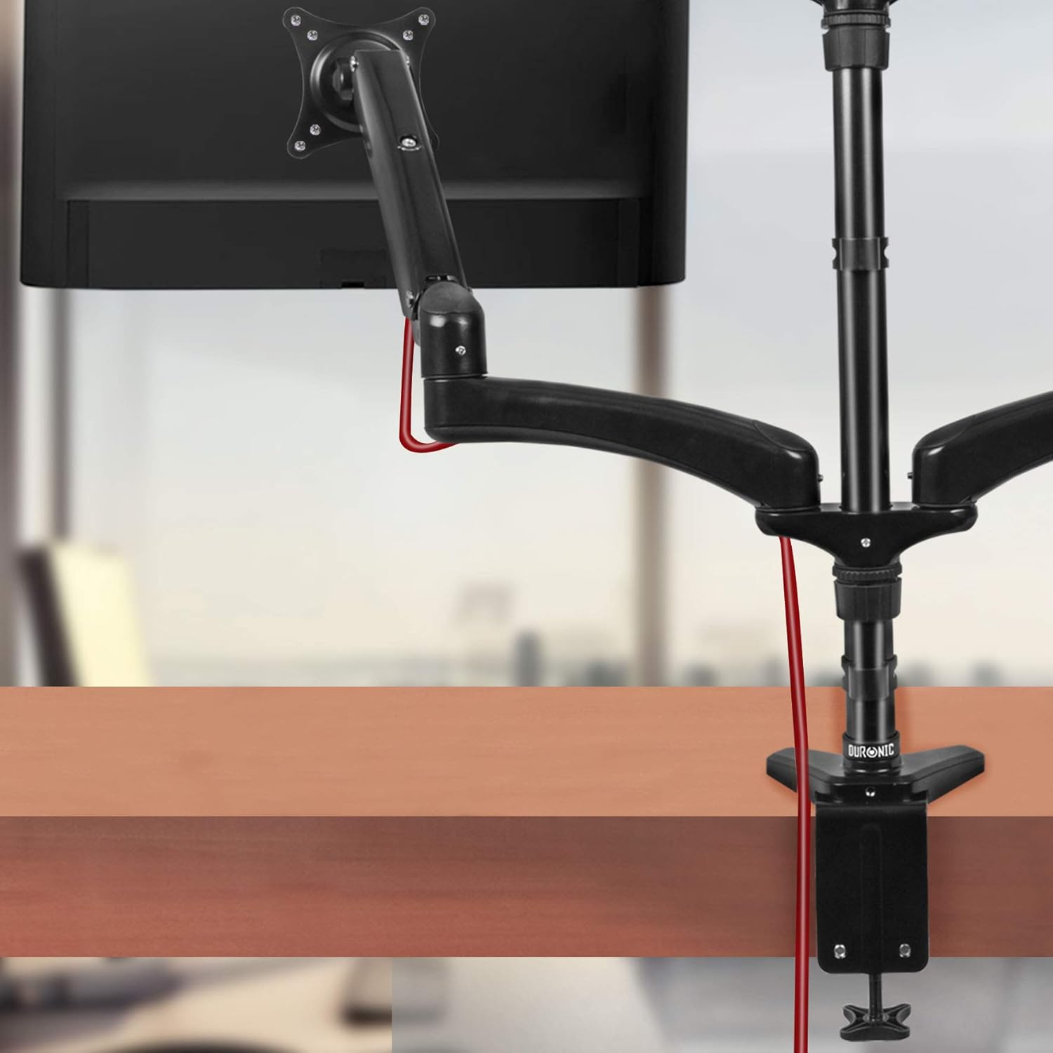 Duronic Quad Monitor Arm Stand DM554 | Quadruple Spring PC Desk Mount | Black | Adjustable | for Four 15-27 inch LED LCD Screens | VESA | 17lbs per Screen | Tilt -90°/+85°, Swivel 180°, Rotate 360°