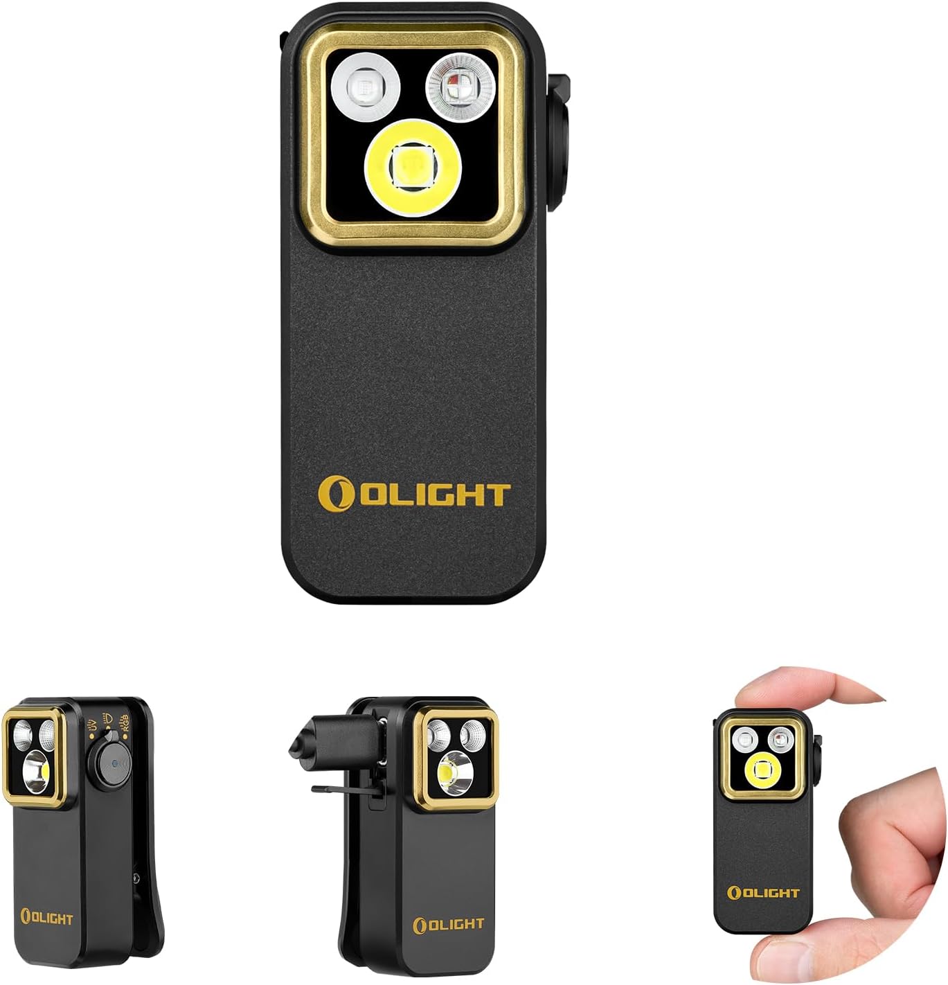 OLIGHT Oclip Pro S EDC Flashlight Clip-on Light, 600 Lumens Type-C Rechargeable with White LED, UV and RGB, Magnetic Flash Lights for Working, Signaling, Inspection and Outdoor Use (Black)