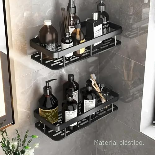 Miniatura 6 de 1 Estante De Almacenamiento De Pared De Gran Capacidad Sin Taladrar, Adecuado Para Baño Y Cocina, Ahorra Espacio, Estante De Almacenamiento Fácil De Instalar, Almacenamiento De Artículos De Inodoro