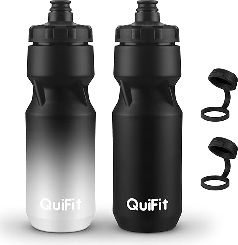 Miniatura 13 de QuiFit Botella de Agua para Bicicleta Paquete de 2, Botellas Exprimibles de 24oz Sin BPA, A Prueba de Fugas, Jarra Deportiva Reutilizable con Tapa