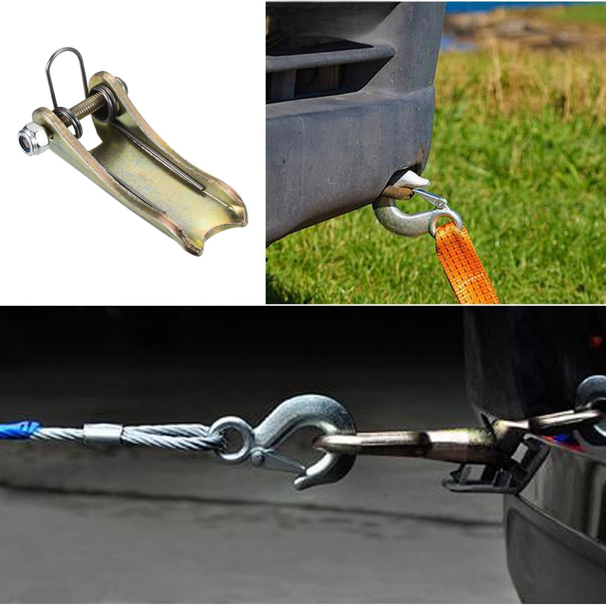 2 Pack Steel Safety Hooks Latch Replacement Kit for Clevis Slip Hook Truck Trailer Towing Receiver Hitch, Golden Tone, 1T