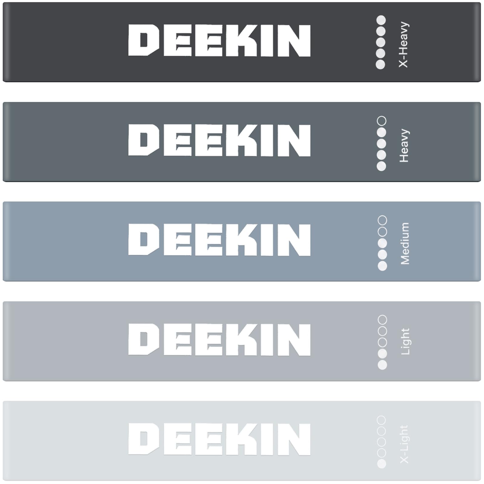DEEKIN 20 fasce di resistenza elastiche per esercizi di resistenza, per allenamento della forza, stretching, allenamento; attrezzatura da palestra a casa adatta per donne e uomini