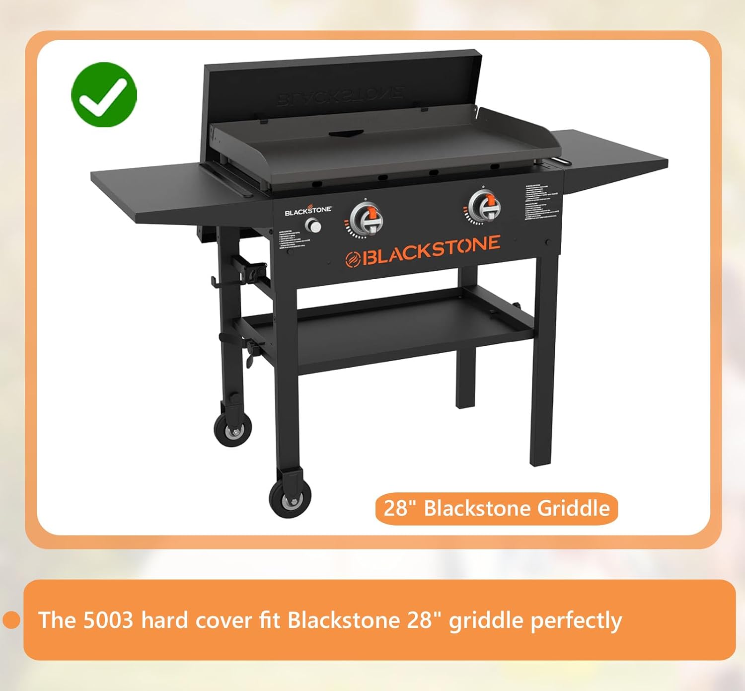 Griddle Lid for Blackstone 28" Griddle Grill Top Front or Rear Grease Blackstone lid 28 inch for 2-Burner Cuisinart, Pit Boss 28" Hard Cover for 5003 Black Stone Griddle Accessories w/ 2 Hoods