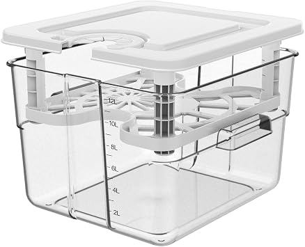 حاوية Sous Vide مع غطاء ورف Sous Vide Pot 12.6 حاوية طباخ بطيئة ربع لتر متوافقة مع معظم أجهزة تدوير الغمر
