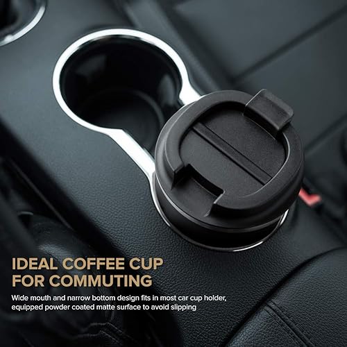 Miniatura 5 de Lungogo Taza de café aislada, vasos para beber botellas para deportes, vaso de café al vacío con tapa a prueba de derrames, taza de café de doble
