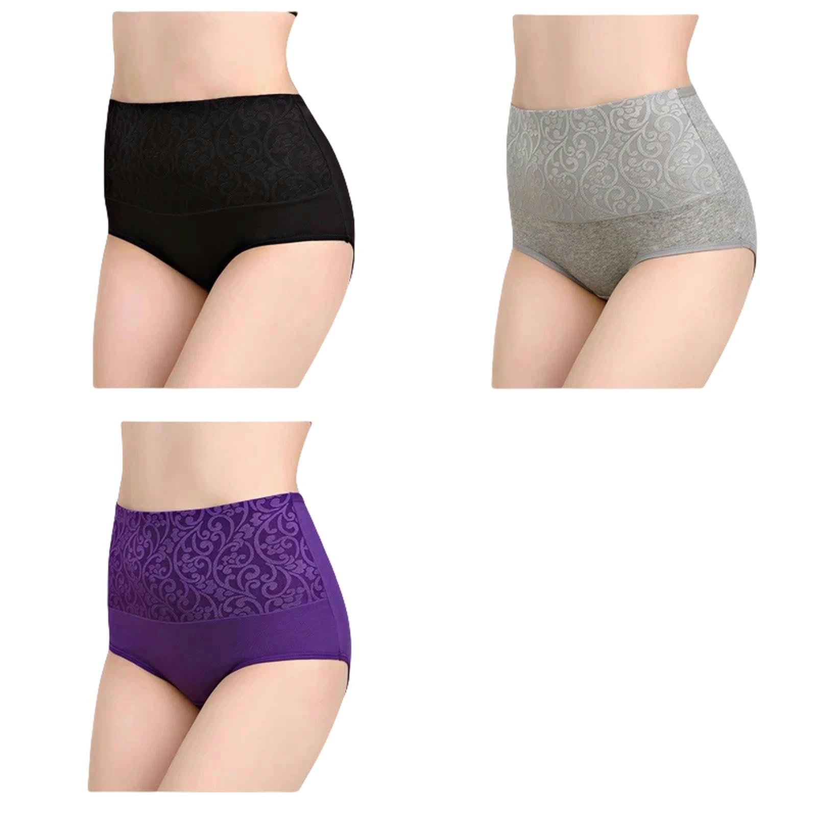 Mutande Donna Cotone Brief di Recupero Postpartum di Biancheria Intima Femminile per Mutandine Ad Alta Vita per Donne per Donne Permanenti Sexy Plus Size 3pcs-nk81-bk-gr-pu-xl