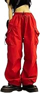 [YasYouRi] カーゴパンツ ワークパンツ ダンス レディース ワイドサイズ サルエル ハーレム ストリート アウトドア ロング 赤 黒