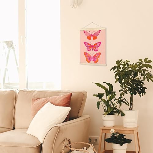 Miniatura 6 de BESERH Funky Y2K - Marco para colgar pósteres, diseño de mariposa rosa y naranja, decoración de habitación de preppy, póster colgante de mariposa