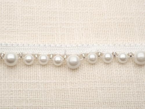 Miniatura 3 de CRAFTMEMORE Cuentas de perlas de imitación borla flecos borde de encaje ribete de cinta adornos tela bordada apliques costura artesanía H103