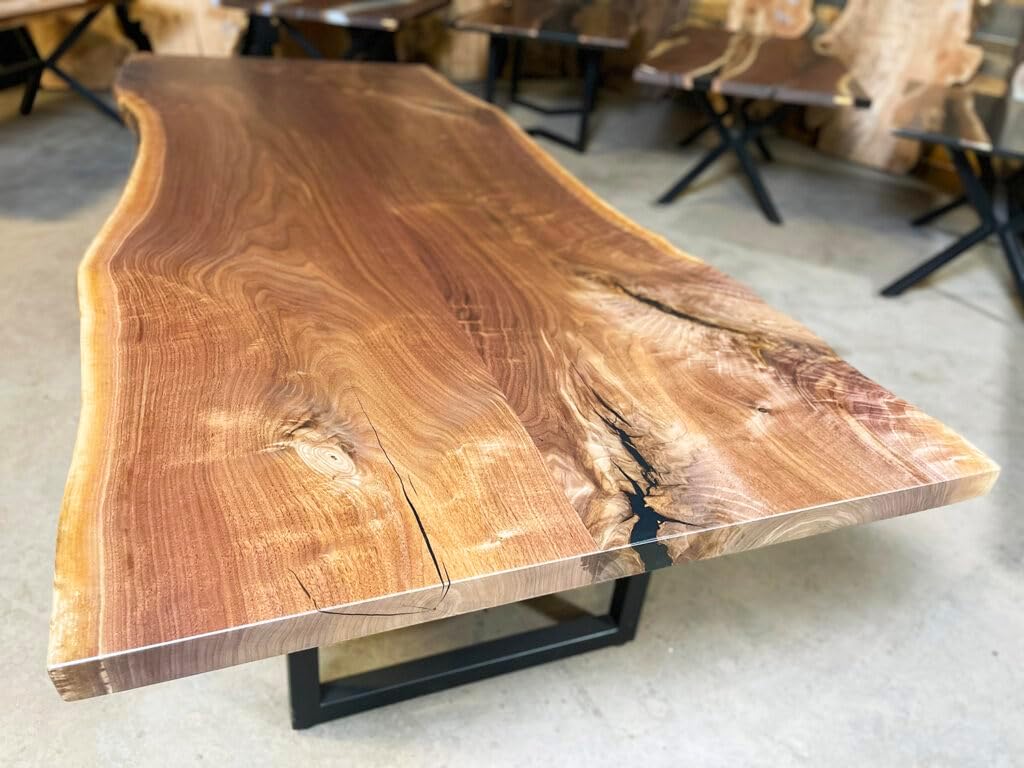 RESINHOMEFURNITURE Modern Natural Live Edge Acacia Wood Dining Table Coffee Table Living Room Table Hallway Table Meeting Table Office Table Counter Table Home Décor (18" Inches Tall, 36 x 20 Inches) image 2