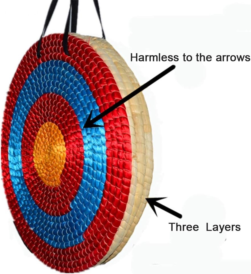 DOSTYLE Traditional Solid Straw Round Archery Target Shooting Bow Coloured Rope Target Face Three Layer for Shooting Practice : Sports & Outdoors