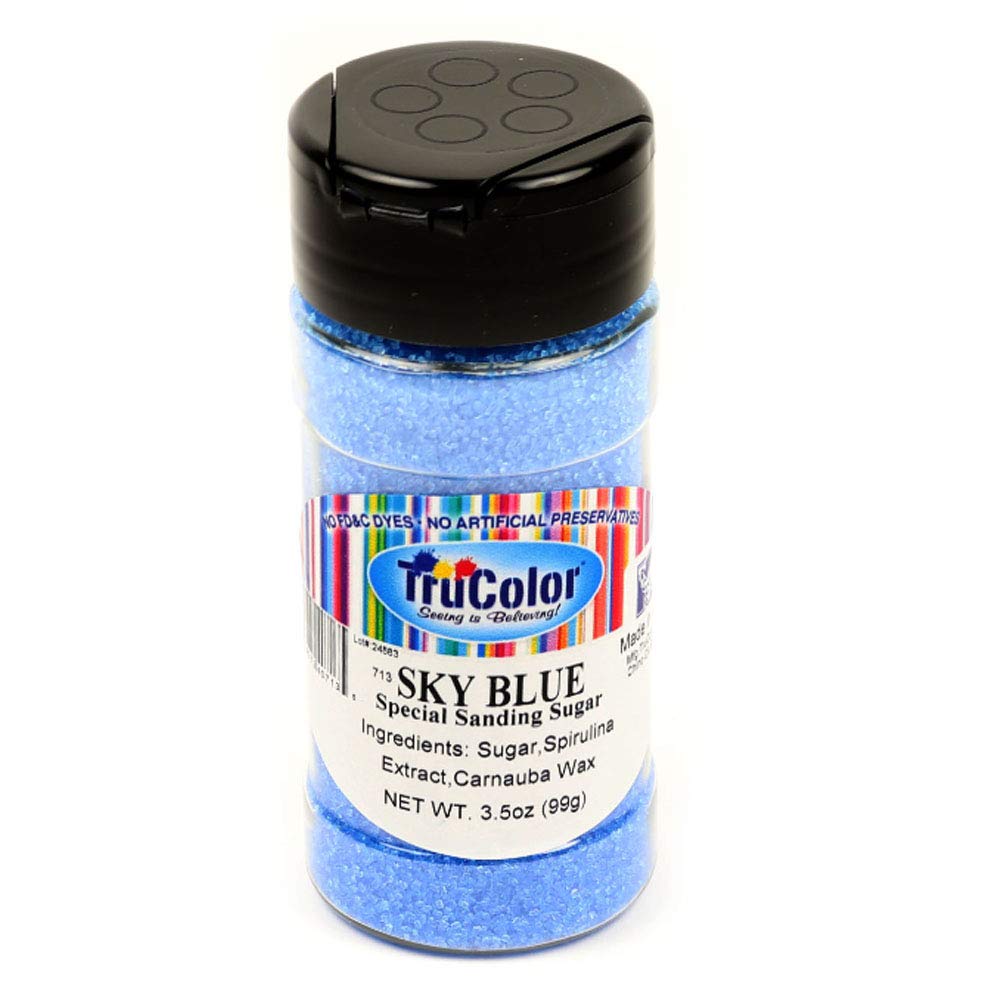 TruColor Natural Color Special Sanding Sugar (Medium Crystals) - 3.5 Ounce Sky Blue