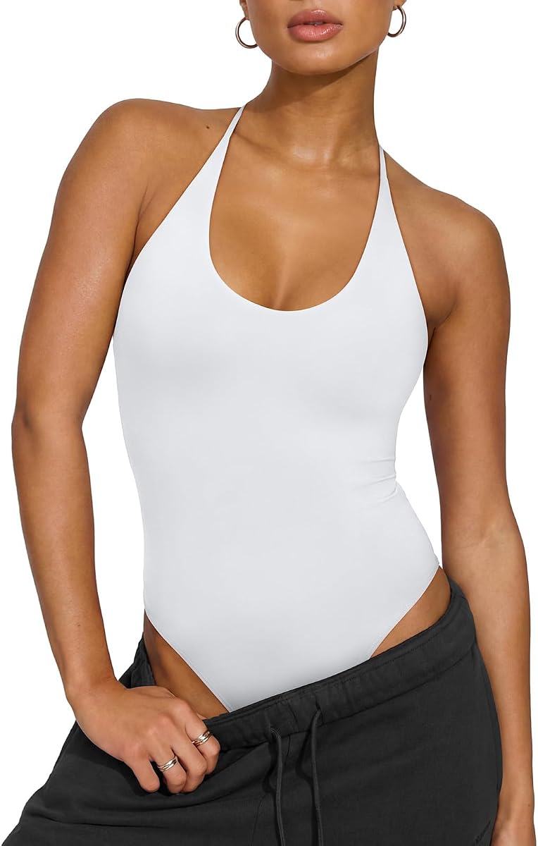 Women's Bodysuit Scoop Neck Halter Tank Top