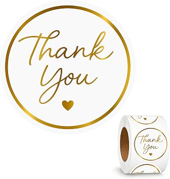 500 Pcs Thank You Stickers, 1.5" Thank You Labels for Small Business, Packaging, Envelope Seals, Bakery, Wedding Favors