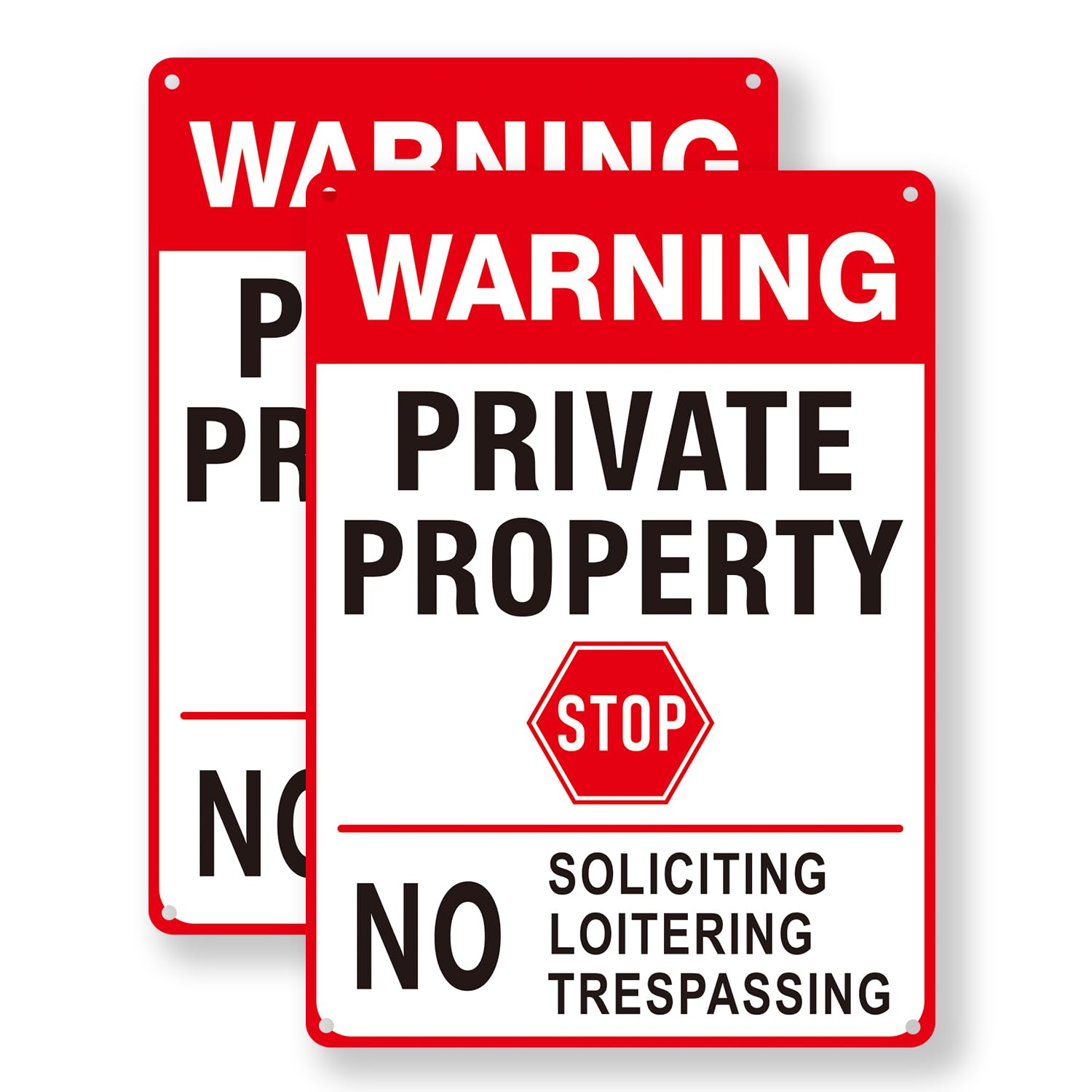 Private Property No Soliciting Loitering Trespassing Sign for House Warning Signs Aluminum Sign High Reflective Film 10x7", 2 Pack, UV Protected and