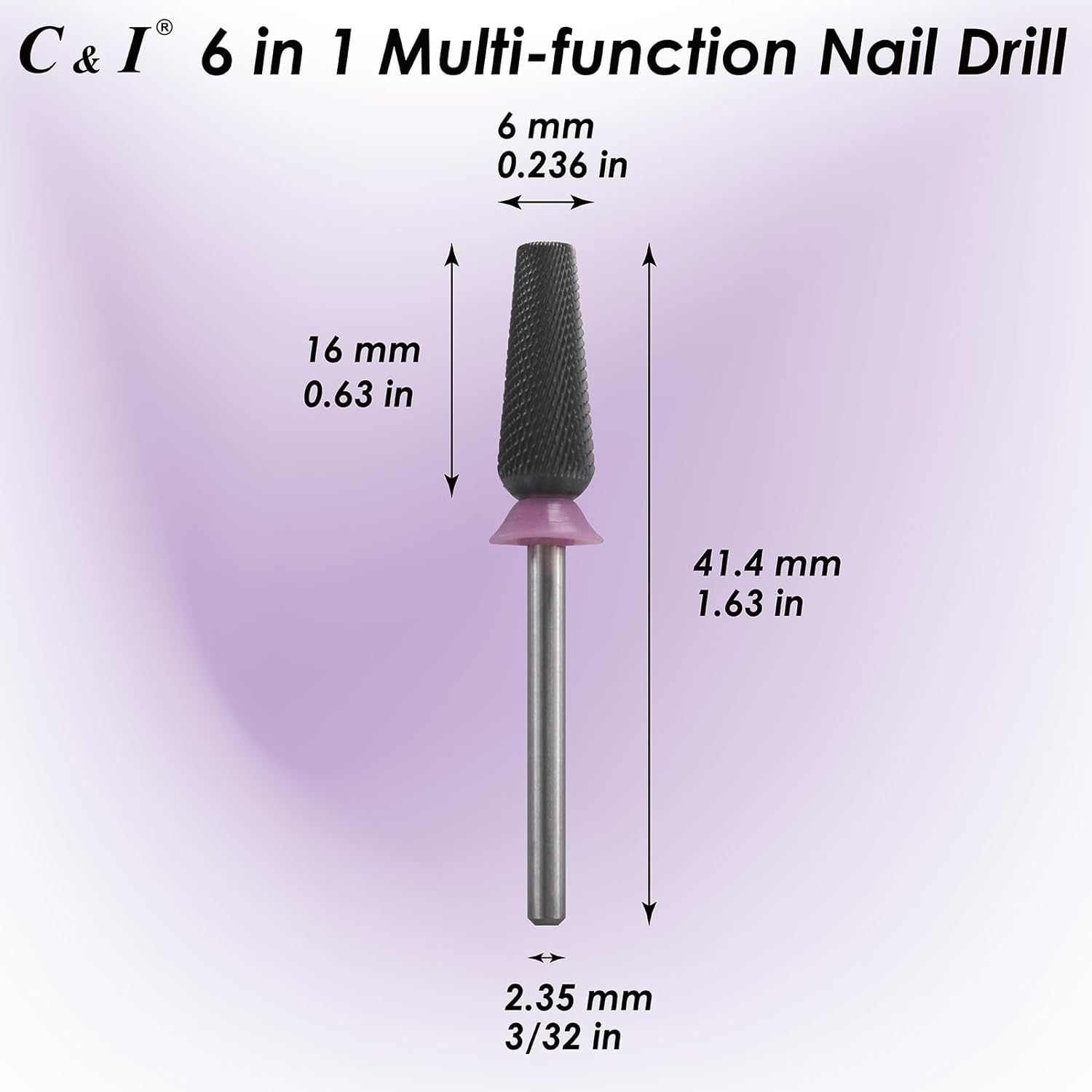 C & I Nail Drill Bit 6 in 1 Multi-function Rounded End E-file, Diamond Coat, CNC Overall Cut Nail Tools for Nail Techs Quick Remove Acrylic Nail Gels & Nail Art (Special Coat, Double Fine -XXF)