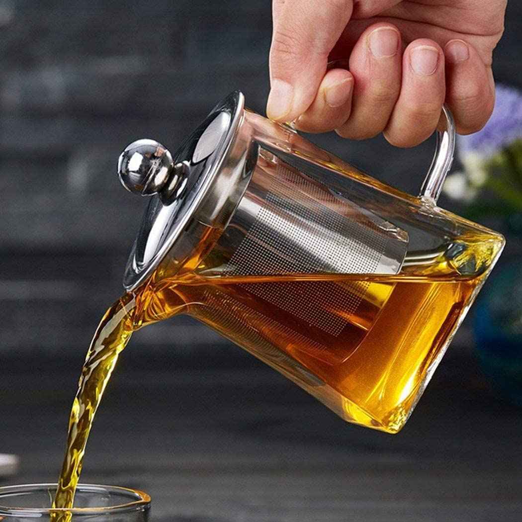Teiera di Vetro 350 ml PLUIESOLEIL con Vetro Filtro in Acciaio Inox Inserto