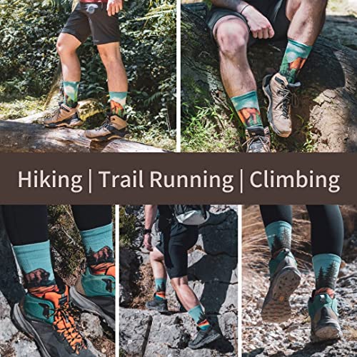 Aprime 2-Pack Men Women Hiking Crew Cushion Socks National Park Yosemite Yellowstone Size M #TOP1
