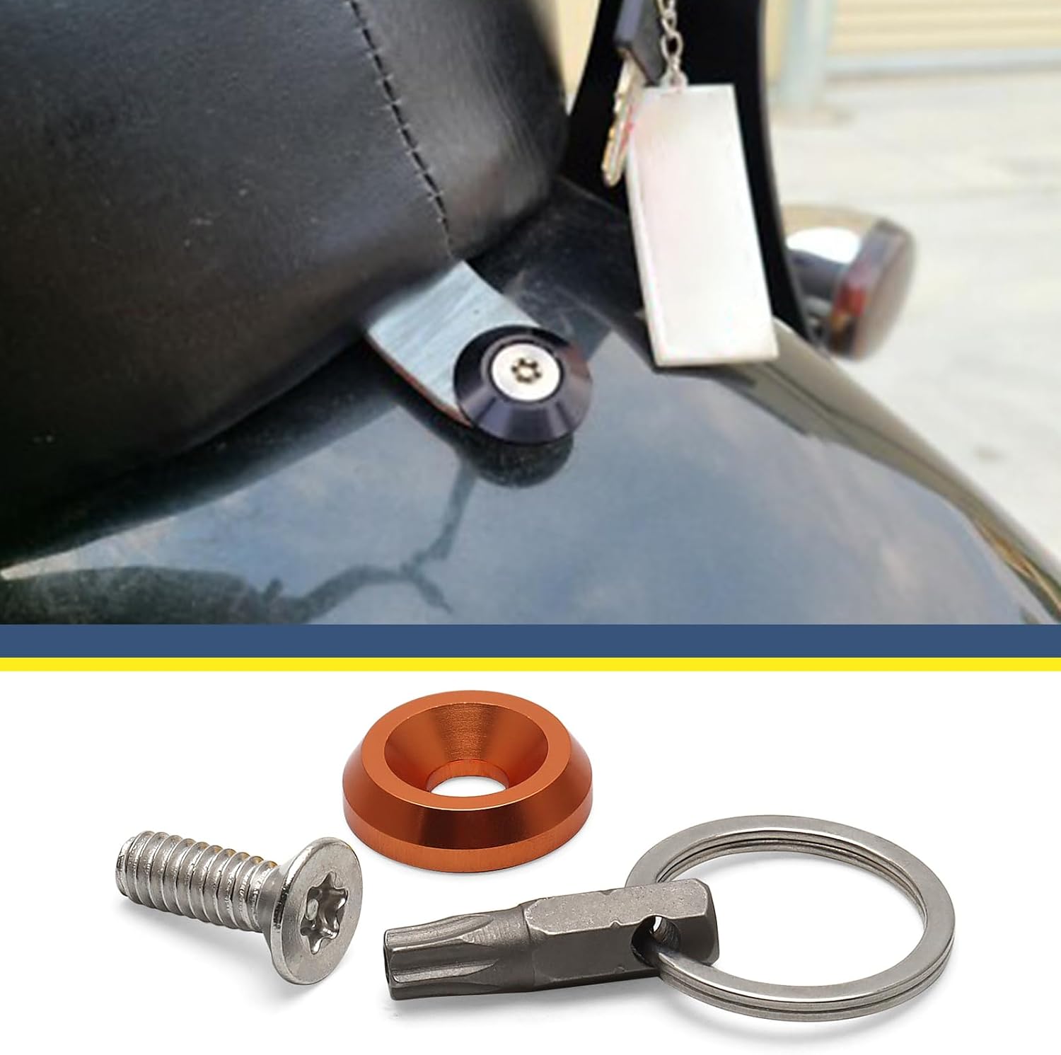 1/4"-20 Thread Seat Bolt Screw Aluminum Fit For Harley 1996-2025 Touring Road Glide Road King Street Glide Ultra Glide Sportster Softail Dyna (Orange)