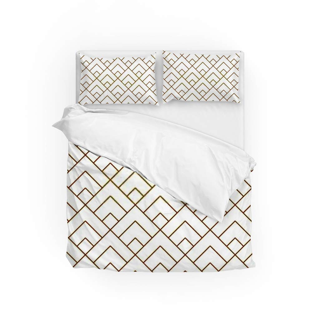 Parure de lit 3 pièces motif géométrique pour une chambre moderne et cocooning