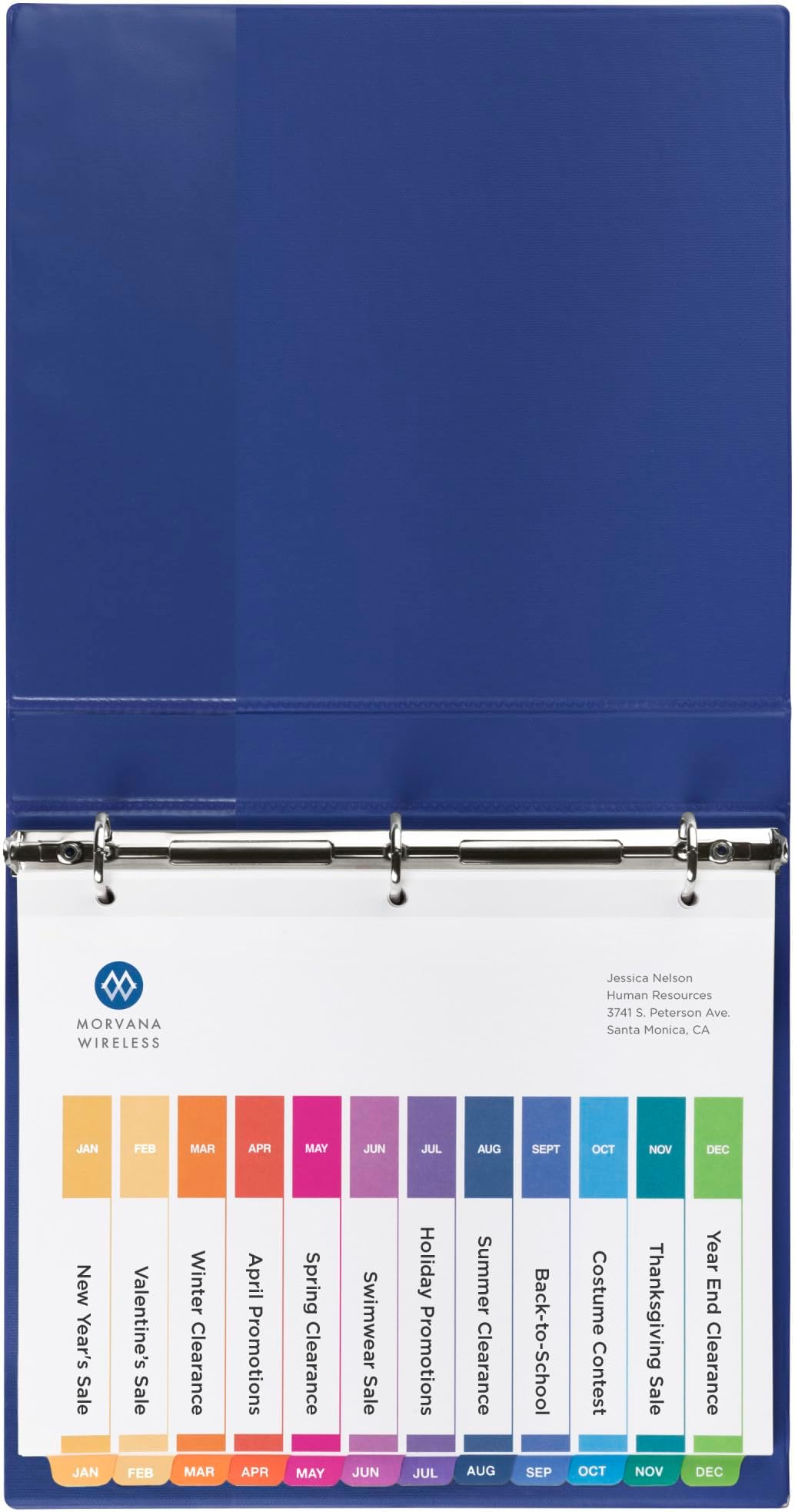 Avery Monthly Dividers for 3 Ring Binders, Customizable Table of Contents, Multicolor Tabs, 6 Sets (11830)