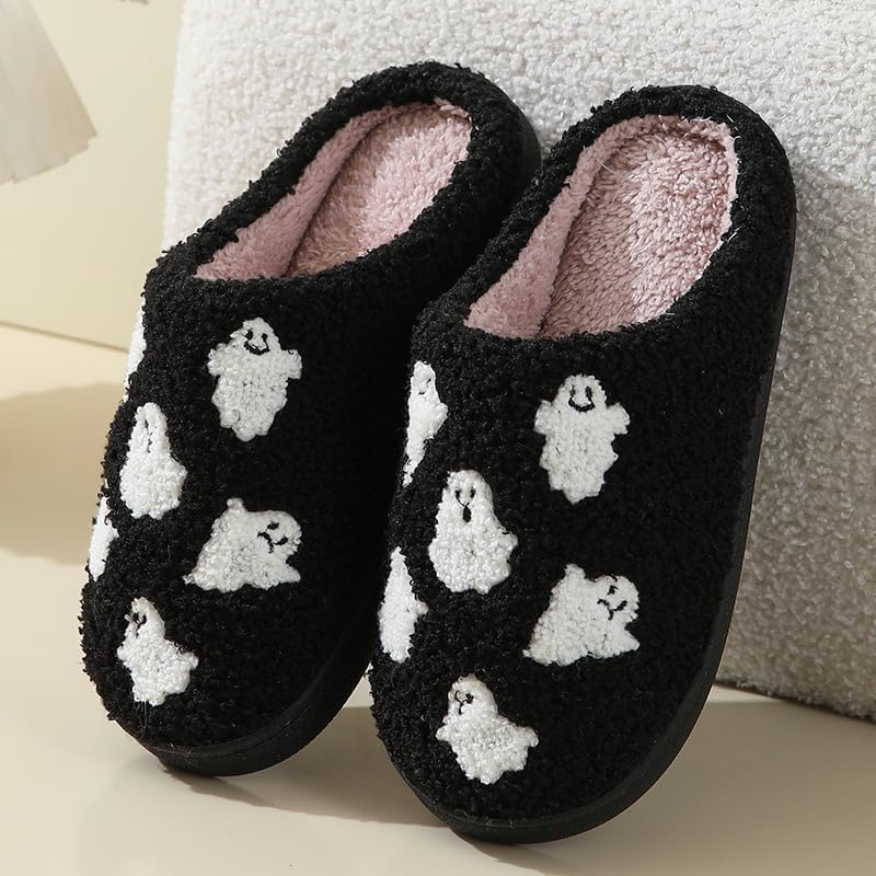 Christmas Slippers for Women Men Holiday Plush Slippers Horror Cute Cartoon Memory Foam Couple Shoes - Image 5