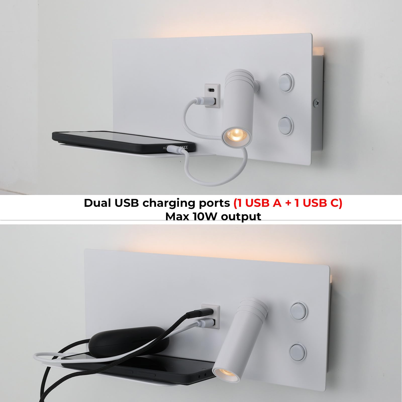 Alpinaluz Applique da parete LED bianco - Luce ambientale e faretto da