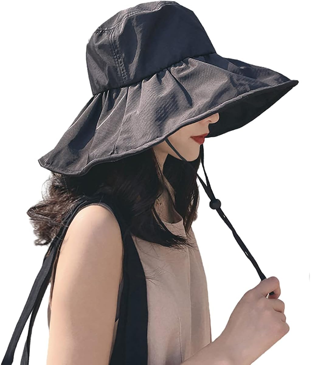 春夏用 56 58cm Uvカット帽子 つば広 小顔効果 マジックテープ調節 あご紐 風で飛ばない 紫外線カット レディースハット 大きいサイズ 折りたたみ 携帯便利 100 完全遮光 飛びにくい 紫外線対策 撥水加工 抗菌 吸汗 通気 旅行 超高品質で人気の