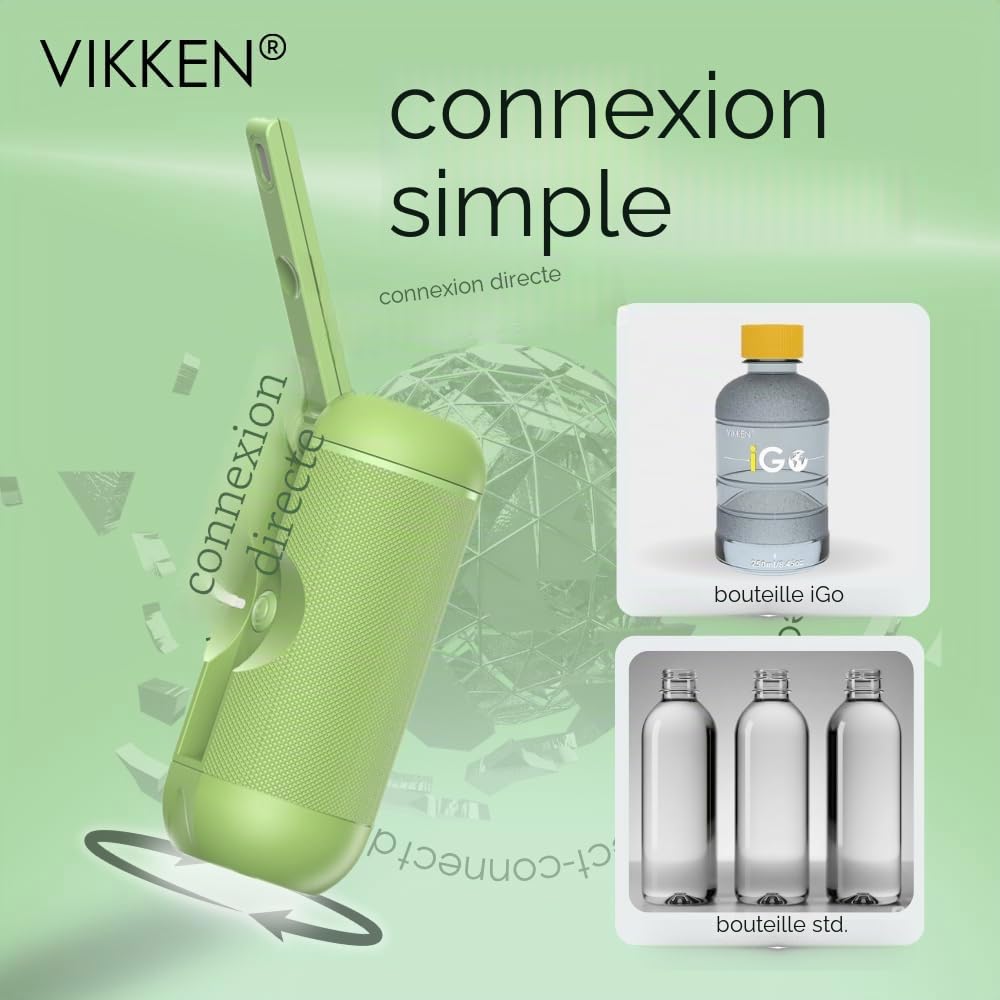 VIKKEN® iGo-X 250 ml Bidet Portable de Voyage Électrique Rechargeable USB-C, Douchette Intime Mobile, Hygiène Intime pour Femme & Homme, Vert