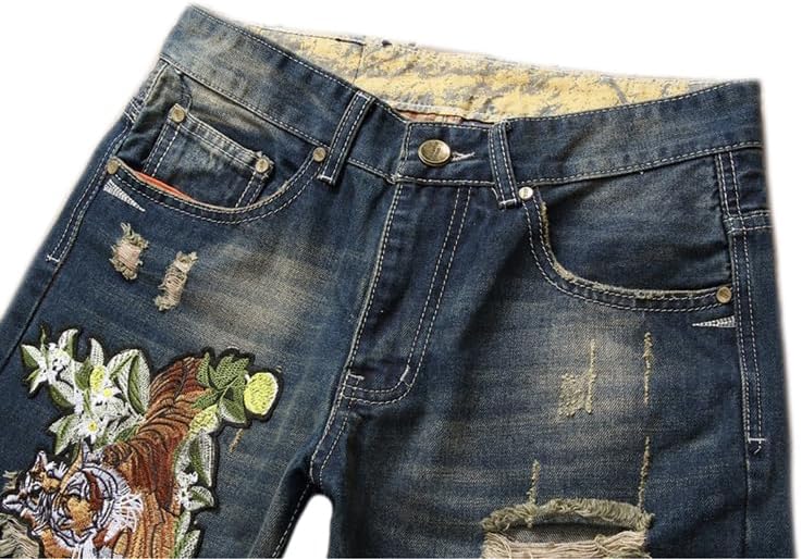 Enrica Men's Ripped Straight Slim Moto Biker Jeans - Image 8