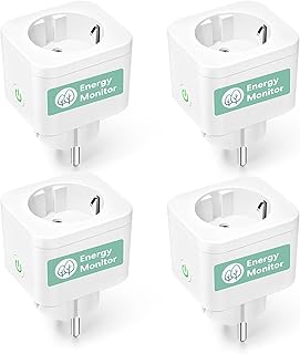 Meross Smart Home Steckdose 4er Pack, WLAN WiFi Steckdose mit Strommessung (16A), kompatibel mit Alexa, Google Home & SmartThings, Sprachsteuerung, Fernzugriff und Timerfunktion