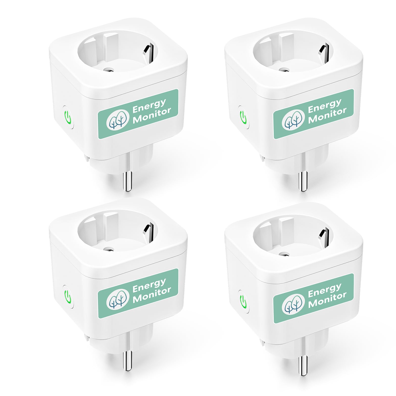 meross Meross Enchufe Inteligente con Mide el Consumo, Tomada Inteligente 16A con Control Remoto y por Voz, Temporizador, Enchufe WiFi Compatible con Alexa, Google Home y SmartThings, 4 Pcs