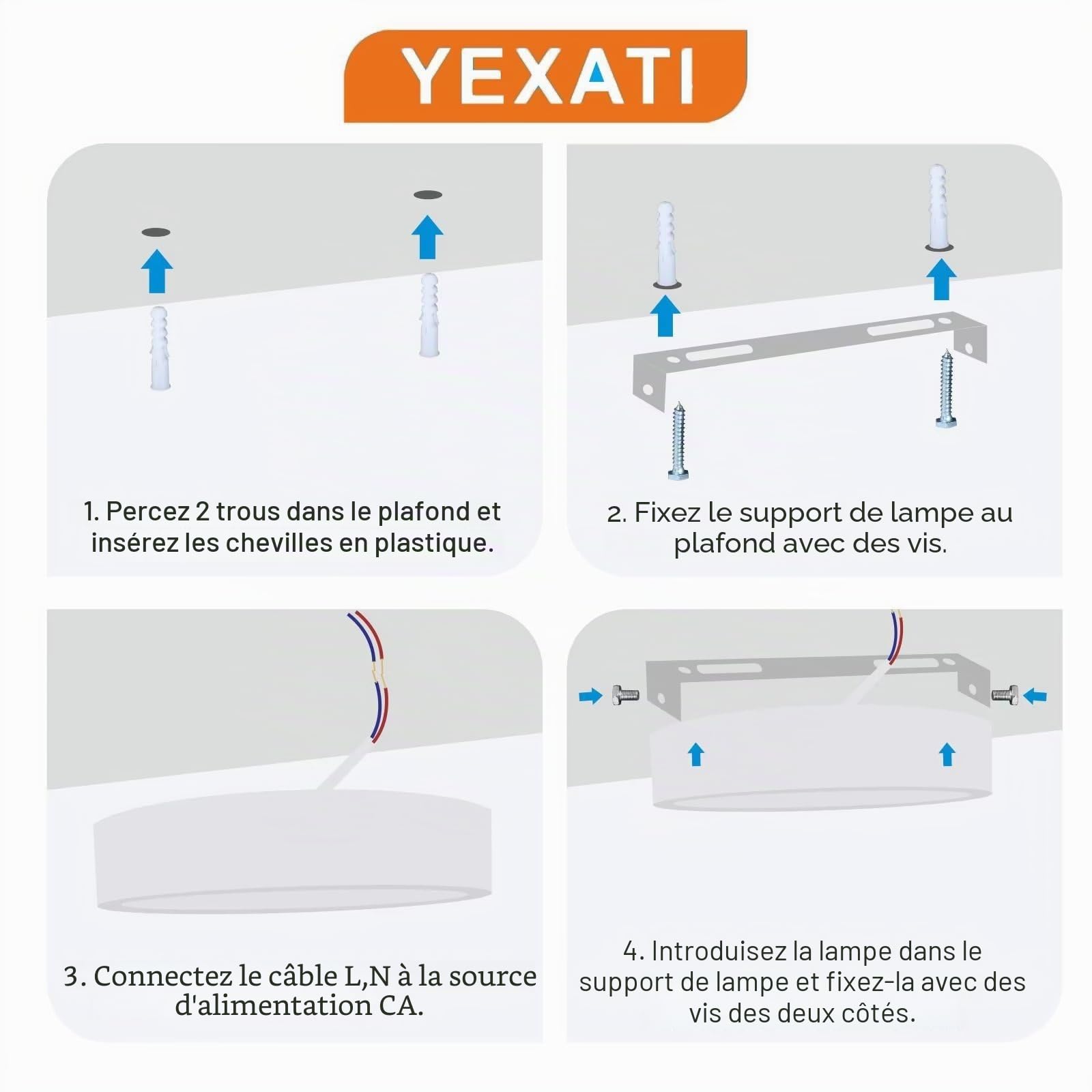 Yexati Lot de 6 Plafonnier LED 15W 1800LM, Luminaire Plafonnier Moderne Rond 6500K Blanc Froid, Pilote Inclus. IP44 Angle 120 pour Salle de Bain Chambre Salon Cuisine Couloir 170 * 28Hmm