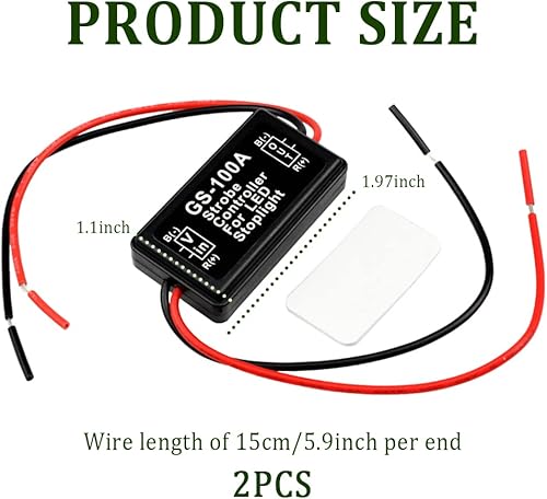 Miniatura 2 de 2 luces LED de freno GS-100A de 6 V-30 V con precableado, controlador de módulo estroboscópico intermitente universal para la mayoría de