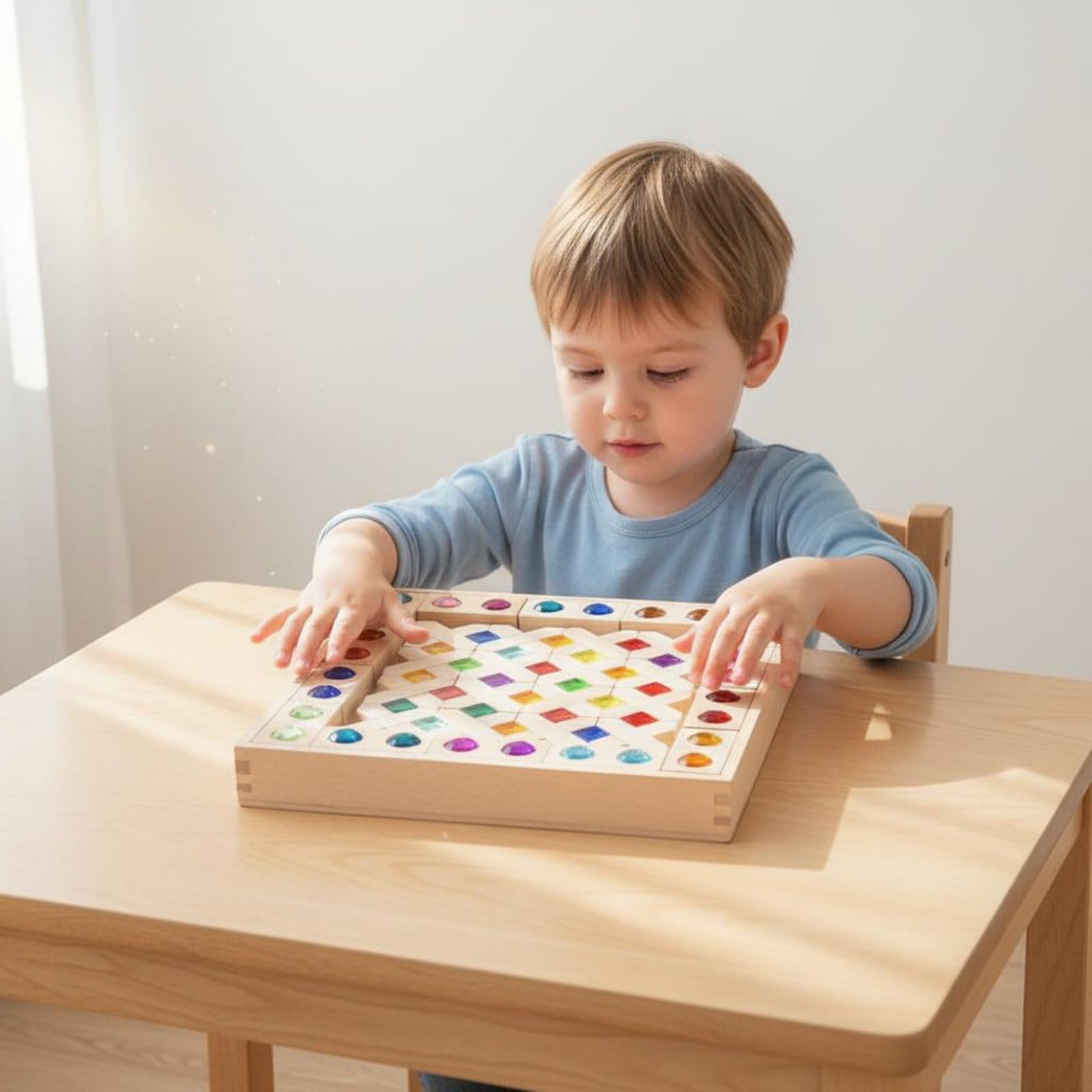 54 Stück lichtdurchlässige Bauklötze pädagogisch wertvoll Regenbogen Bausteine Set Farb- und Formerkennung Educational Edelsteinblöcke, Acrylstein Klar